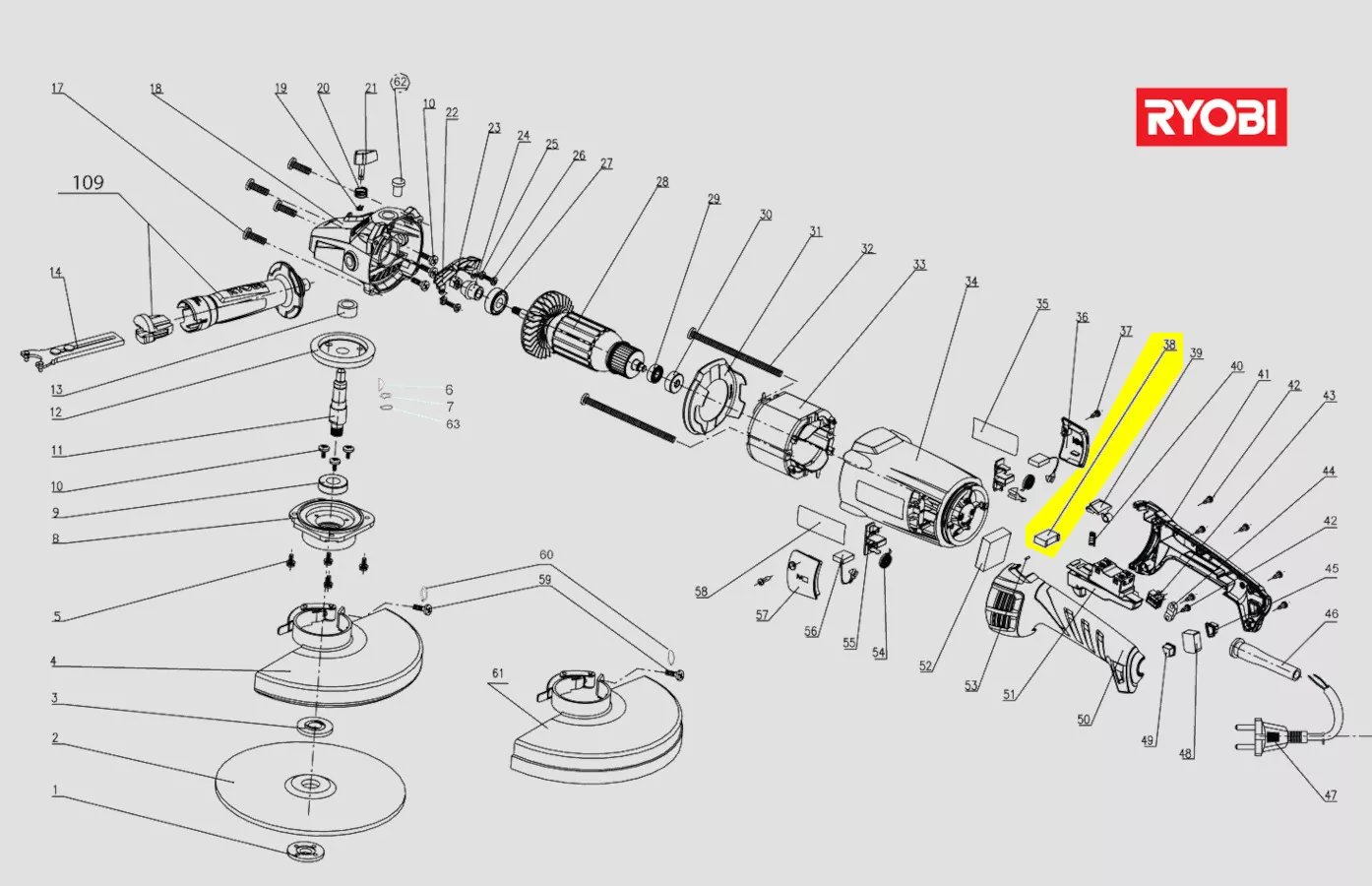 condensateur antiparasite réf. 5131033227 Ryobi
